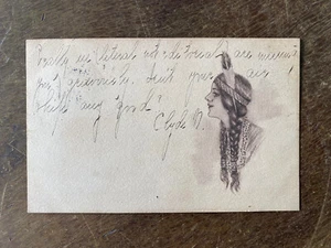 1908 Cob Shinn Signed Postcard Beautiful Indian Girl with Feather - Bild 1 von 3