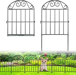 10 Panels Collapsible Garden Fence Animal Barrier Fence,11Ft(L) X 24In(H) Black - Picture 1 of 7