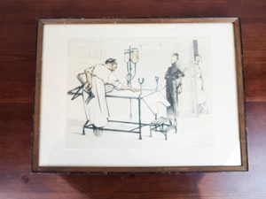 Litografía satírica francesa Gaston Hoffmann vintage firmada con impresión médica de los años 50 - Imagen 1 de 12