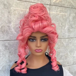 Marie Antoinette Princess Medium Court Halloween Costume Cosplay Wigs Pink - Picture 1 of 9