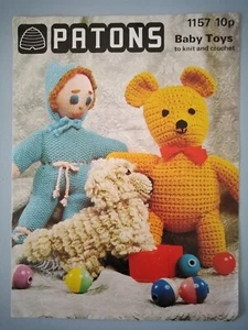 BABY TOYS to Knit and Crochet: TEDDY, PUPPY, BABY BUNTING - PATONS Pattern 1157 - Picture 1 of 1