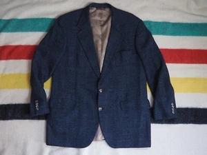 VTG 70s 80s Nordstrom Charcoal Gray Wool Pinstripe 2 Button Blazer Jacket 46R - Picture 1 of 9
