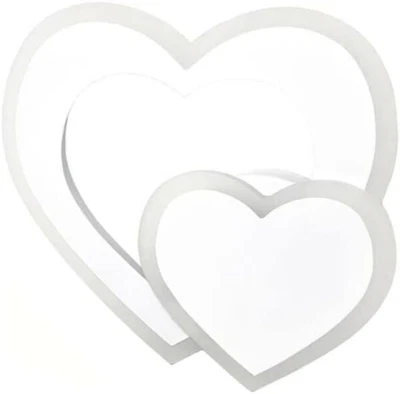 APPLIQUE a FORMA DI CUORE 2 CUORI in VETRO a PARETE LUCE BIANCA LAMPADA LED 12 W - Immagine 1 di 4