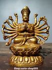 7.1" Old Tibet Bronze Gilt 18 Hands Maha Cundi Mother Buddha Sit Lotus Statue