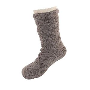 Warm Fuzzy Cozy Thermal Fleece-lined Knitted Non-skid Crew Socks - Color 24