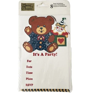 DE COLECCIÓN 1996 JUEGO DE INVITACIÓN DE OSO (8) suministros de fiesta papelería años 90 cumpleaños - Imagen 1 de 1