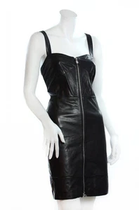 Abito Marc Jacobs in pelle di agnello nero nuovo con etichette taglia 6 $758 - Foto 1 di 3