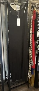 Vestido EILEEN FISHER Grande Negro Viscosa Sin Mangas Midi Nuevo con Etiquetas - Imagen 1 de 4