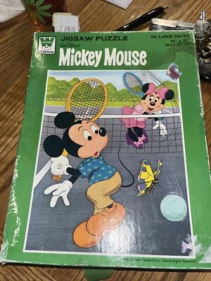 Vintage Walt Disney Puzzle 100 Piece Whitman Jigsaw Complete Mickey Mouse Tennis - Image 1 of 4