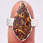 Natural Coquina Fossil Jasper India 925 Sterling Silver Ring S.9 Jewelry R-1338
