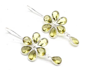 Yellow Citrine Gemstone 925 Sterling Silver Handmade Jewelry Earrings Size-1.50 - Picture 1 of 6