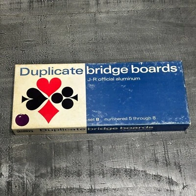 Vintage J-R Aluminum Duplicate Bridge Boards Set A Numbered 1-4 W/Vtg Cards - Image 1 of 3