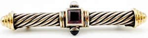 David Yurman Garnet Stone 925 Sterling Silver Renaissance Brooch Pin 2” - Picture 1 of 6