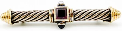 Broche prendedor renacentista de plata de ley 925 piedra granate David Yurman 2"" Foto 1 de 4