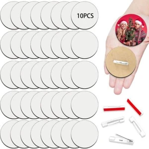 10pcs/set DIY Brooches Button Pin ID Name Tags Wooden Badge Button Parts - Picture 1 of 9