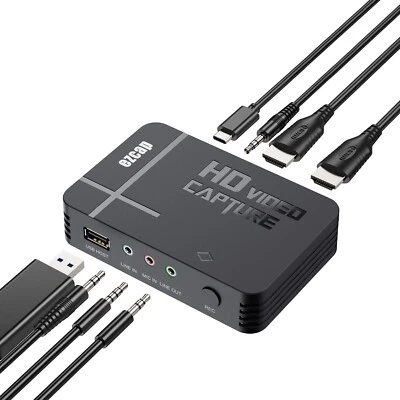 HDMI AV Video Capture Card PC Game Record To USB Disk Drive Mic Line In TV Loop - Image 1 of 4