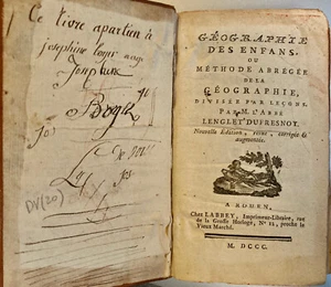 Geographie des Enfans ou Methode Abregee de la Geographie L. Dufresnoy 1800 - Bild 1 von 4