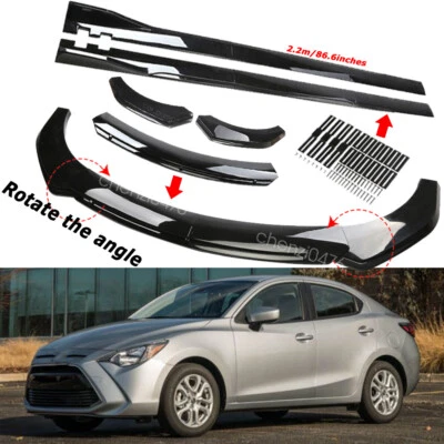 Gloss Black Front Bumper Lip Spoiler Splitter + Side Skirt For Toyota Yaris /iA Foto 1 de 4