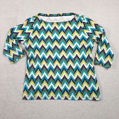 Kim Rogers T 恤女式中号多色几何印花 3/4 袖 — 第 1/4 张图片