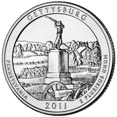 2011 P Gettysburg NP Quarter. ATB Series Uncirculated From US Mint roll. - Image 1 of 3