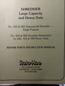 Roto-Hoe 550 800 selbstfahrende Hammermühle Häcksler Schredder Bedienungsanleitung & Teilehandbuch - Bild 1 von 2