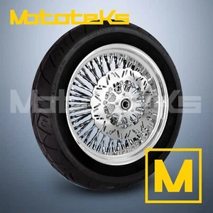 RUEDA RADIOS GRUESOS 18X3,5 52 ACERO INOXIDABLE TRENZADO PARA HARLEY SOFTAIL SPORTSTER TRASERA - Imagen 1 de 5