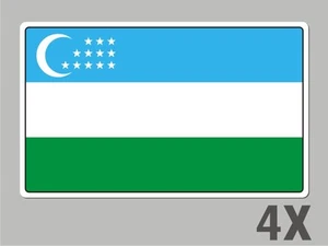 4 Uzbekistan stickers flag decal bumper car bike emblem vinyl FL071 - Imagen 1 de 1