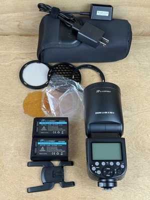 Flashpoint Zoom Li-on X R2 TTL On-Camera Round Flash Speedlight For Canon 2 Batt - Image 1 of 4