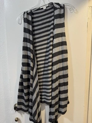 coldwater creek Asymmetrical Striped Cardigan Gray Color Size XL NWT - Изображение 1 из 4