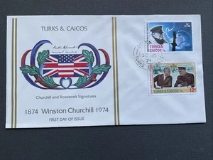 1974 Turks & Caicos Islands FDC Stamp Cover 'Winston Churchill' Centenary. - Picture 1 of 2