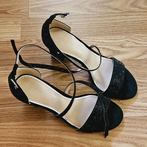 Kelly and Katie Women's Black Sequin Paloona Heels Size 7.5 M Microsuede  - Picture 1 of 12