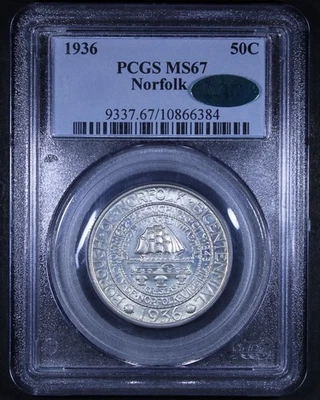 1936 Norfolk Commemorative Half Dollar - 50c PCGS MS67 CAC ✅ - Great Example! - Image 1 of 4