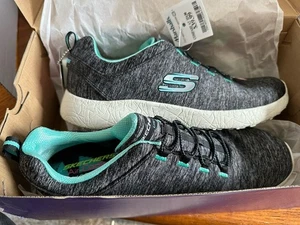 Damen Skechers Burst mit Air-Cooled Memory Foam schwarz/türkis Größe 10 - Bild 1 von 8