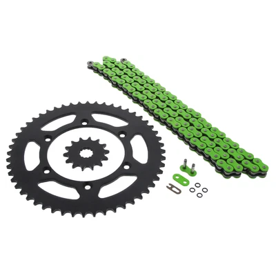 Cadena y piñón de junta tórica verde negro 15/52 120L para Yamaha WR426F 2001-2002 Foto 1 de 4