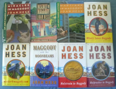 LOT of 8 ARLY HANKS MAGGODY MYSTERY SERIES HC/DJ BOOKS by JOAN HESS, EX LIBRIS - Image 1 of 4