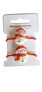 NUEVO Par de Medias 2.5cm Motivo Muñeco de Nieve Bobble Cabello Elástico Celebración Navidad - Imagen 1 de 2