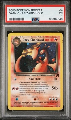 PSA 1 Dark Charizard 4/82 Holo Foil Rare Team Rocket 2000 Pokemon WoTC PR - Image 1 of 2
