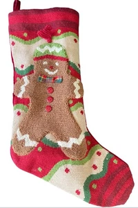 Gingerbread Man Christmas Stocking Needlepoint Vintage - Picture 1 of 3