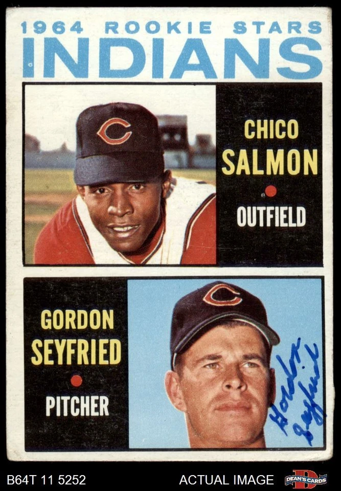1964 Topps #499 Chico Salmon / Gordon Seyfried Indians RCs RC AUTO Signed - Image 1 of 1