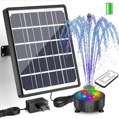 Buntes LED Solar Springbrunnen für Außen 8W Solar Wasserpumpe mit Akku,21Effekte - Bild 1 von 4
