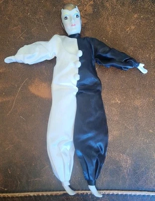 "Muñeca payaso arlequín arlequín vintage blanca y negra Russ Berrie & Co 17"" #1653" Foto 1 de 4