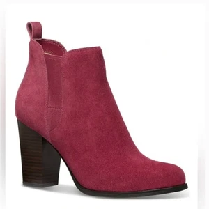 Michael Kors Evaline Suede Boots 8 NWOT Red Ankle Booties Heel Western Boho - Picture 1 of 6