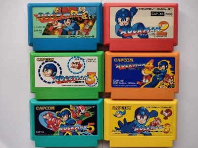 Megaman Rockman 1 2 3 4 5 6 Combo set Famicom CLEANED TESTED Work CAPCOM - Image 1 of 4