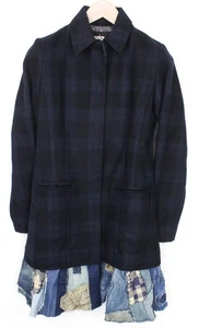 DESIGUAL Snowrobot Women's Jacket 36 Blue Check Wool Cotton Blend Smart Blazer - Picture 1 of 12