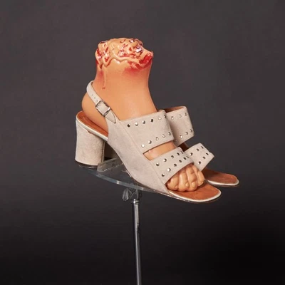 1970s Beige Suede and Studded Slingbacks - Image 1 of 4