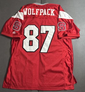 North Carolina NC State #87 Wolfpack Majestic Red Football Jersey Size L / Large - Picture 1 of 3