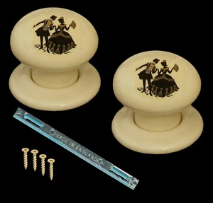 60mm Cream Ceramic Mortice Door Knob Set (Pair) Ladies and Gents Design - Picture 1 of 1