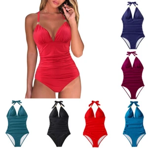 Ladies Tummy Control Monokini Bikini Swimming Costume Bathing Swimwear Swimsuit/ - Picture 1 of 22