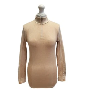 Puma Beige 1/4 Zip Long Sleeve Activewear Top Womens UK M I713 - Picture 1 of 4