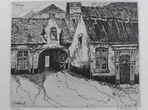 ROMAIN MALFLIET BRUGES ENTREE DU BEGUINAGE EAU FORTE NUMEROTE BELGIQUE - Picture 1 of 4